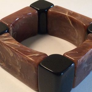 Vintage Brown and Black Square Lucite Bracelet